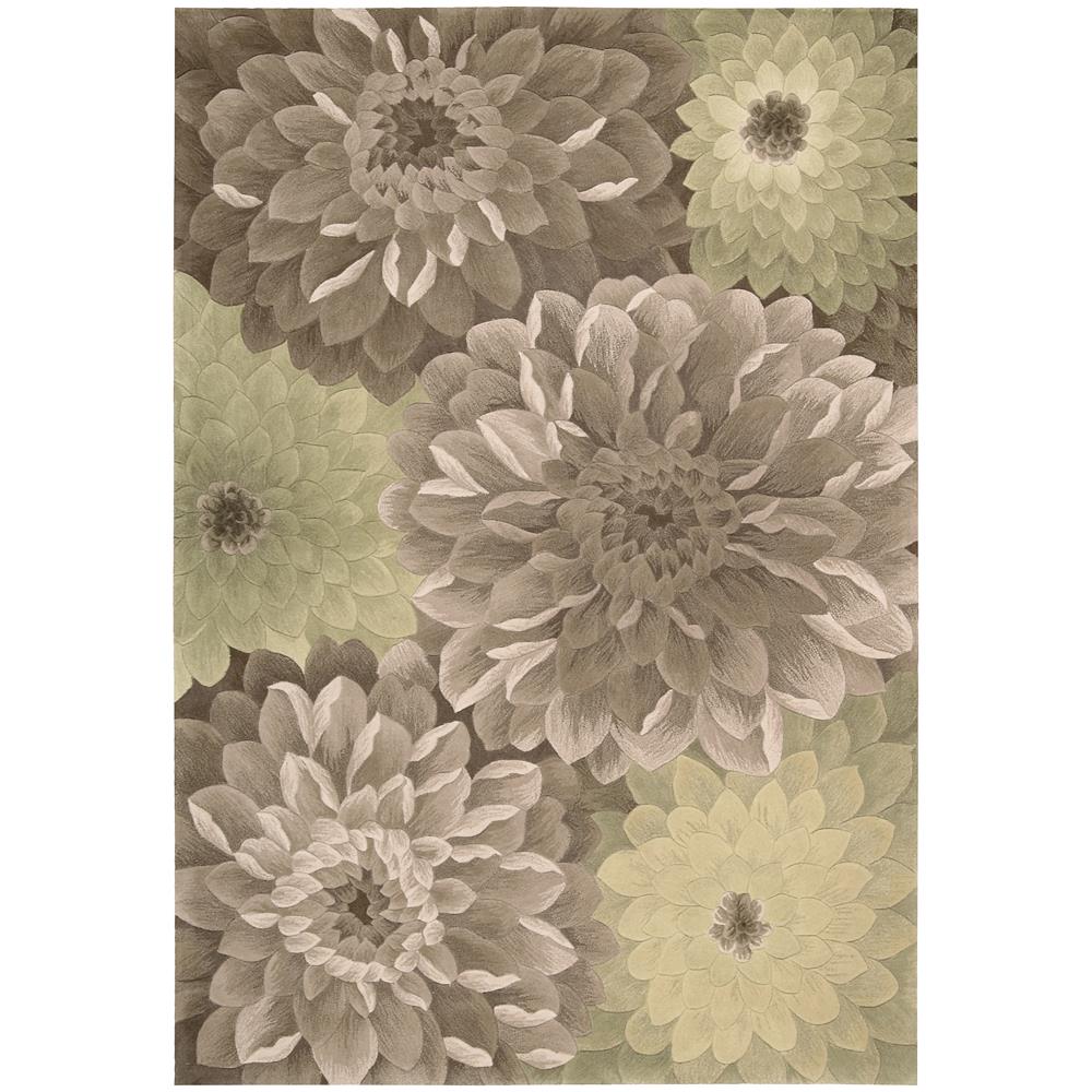 Nourison TS11 Tropics 5 Ft.3 In. x 8 Ft.3 In. Indoor/Outdoor Rectangle Rug in  Taupe/Green